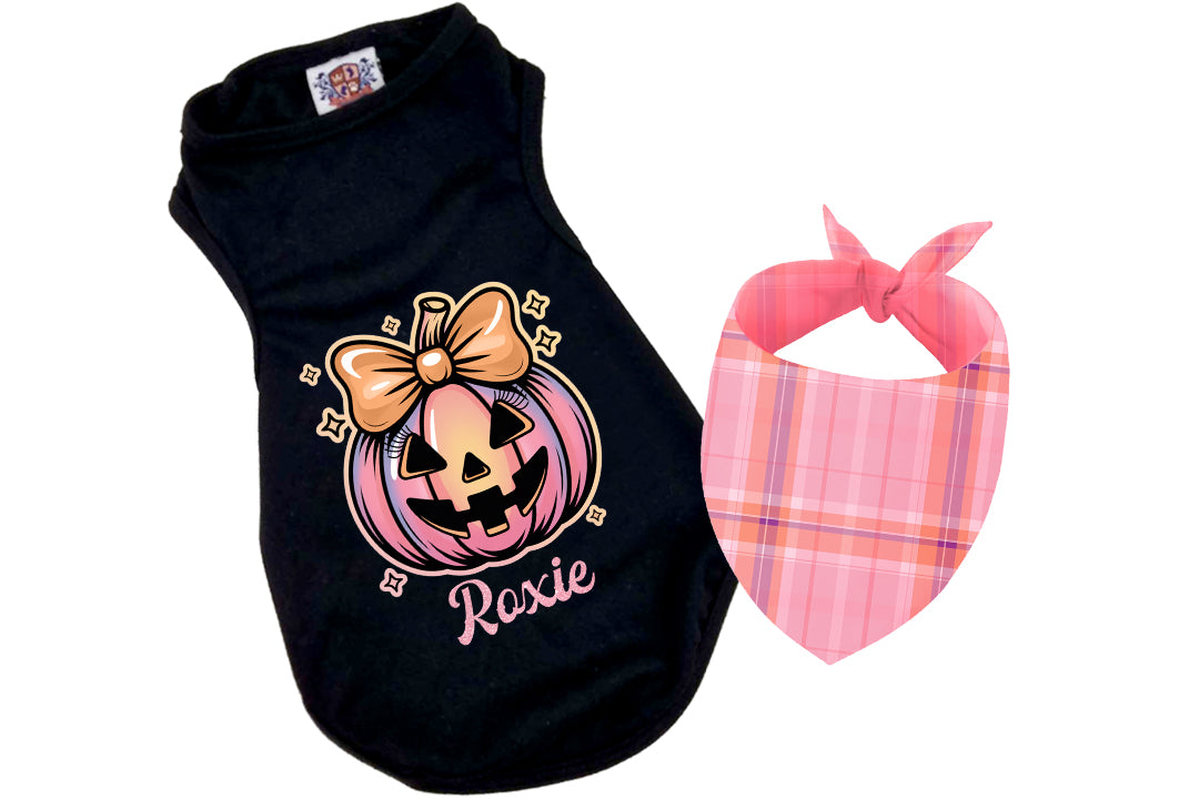 Halloween Dog Bandana Costume | Personalized Coquette Pastel Jack-o-lantern